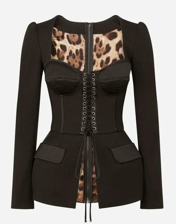 Dolce and Gabbana Shirts And Tops Women Cotton And Satin Top With Laces And Eyelets Black Dolce and Gabbana Shirts And Tops Women Cotton And Satin Top With Laces And Eyelets Black