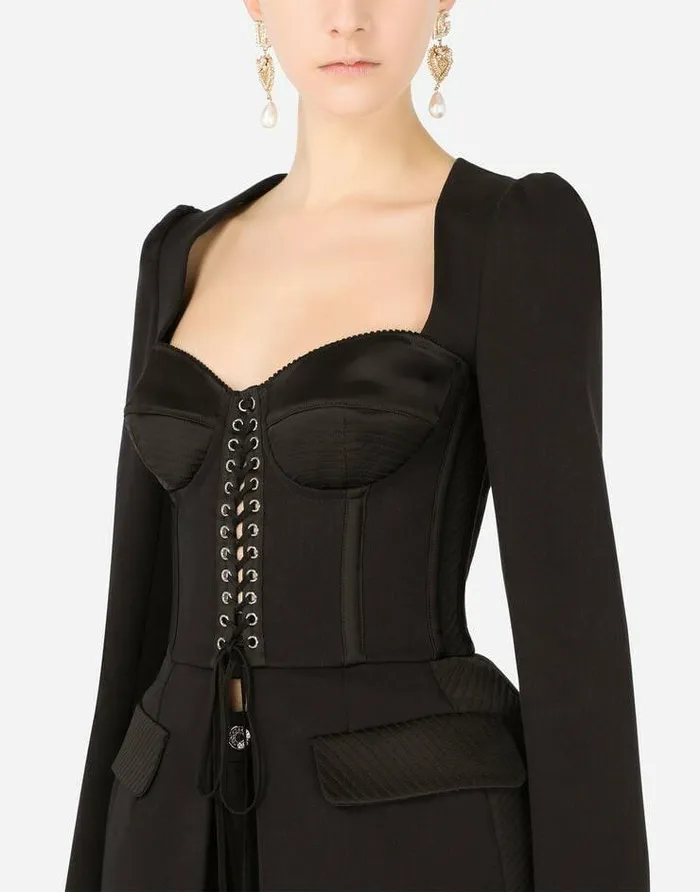 Dolce and Gabbana Shirts And Tops Women Cotton And Satin Top With Laces And Eyelets Black Dolce and Gabbana Shirts And Tops Women Cotton And Satin Top With Laces And Eyelets Black