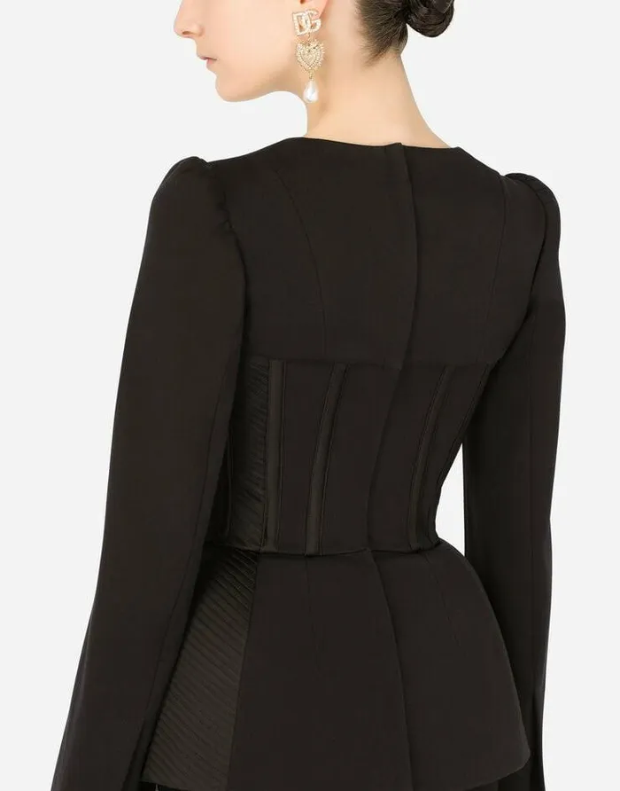 Dolce and Gabbana Shirts And Tops Women Cotton And Satin Top With Laces And Eyelets Black Dolce and Gabbana Shirts And Tops Women Cotton And Satin Top With Laces And Eyelets Black