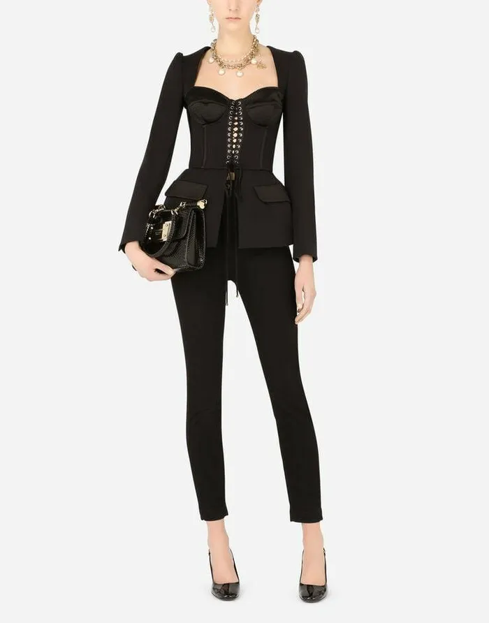 Dolce and Gabbana Shirts And Tops Women Cotton And Satin Top With Laces And Eyelets Black Dolce and Gabbana Shirts And Tops Women Cotton And Satin Top With Laces And Eyelets Black