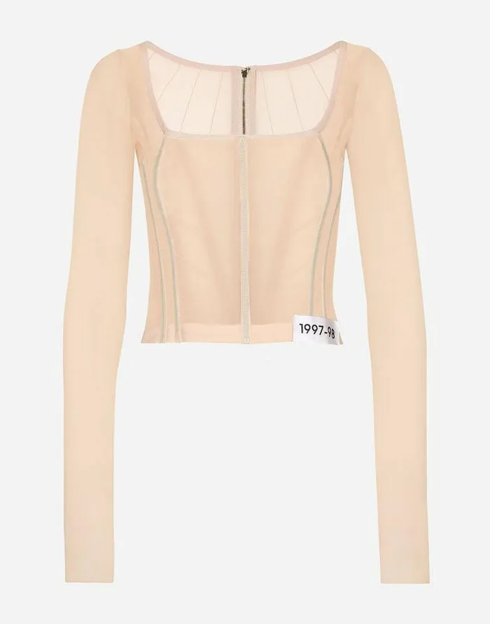 Dolce and Gabbana Shirts And Tops Women KIM DOLCEandGABBANA Georgette Top With Corset Detailing Beige Dolce and Gabbana Shirts And Tops Women KIM DOLCEandGABBANA Georgette Top With Corset Detailing Beige