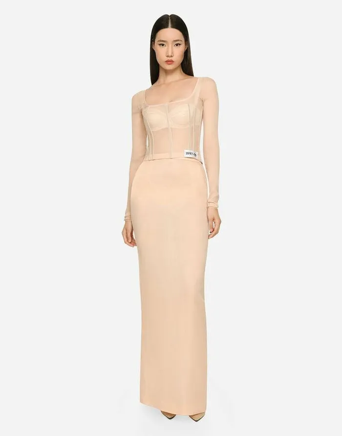 Dolce and Gabbana Shirts And Tops Women KIM DOLCEandGABBANA Georgette Top With Corset Detailing Beige Dolce and Gabbana Shirts And Tops Women KIM DOLCEandGABBANA Georgette Top With Corset Detailing Beige