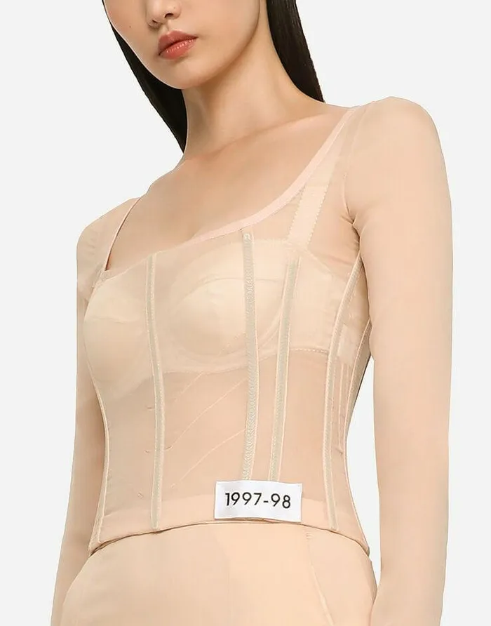 Dolce and Gabbana Shirts And Tops Women KIM DOLCEandGABBANA Georgette Top With Corset Detailing Beige Dolce and Gabbana Shirts And Tops Women KIM DOLCEandGABBANA Georgette Top With Corset Detailing Beige