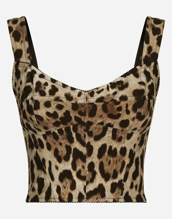 Dolce and Gabbana Shirts And Tops Women KIM DOLCEandGABBANA Leopardprint Marquisette Corset Animal Print Dolce and Gabbana Shirts And Tops Women KIM DOLCEandGABBANA Leopardprint Marquisette Corset Animal Print