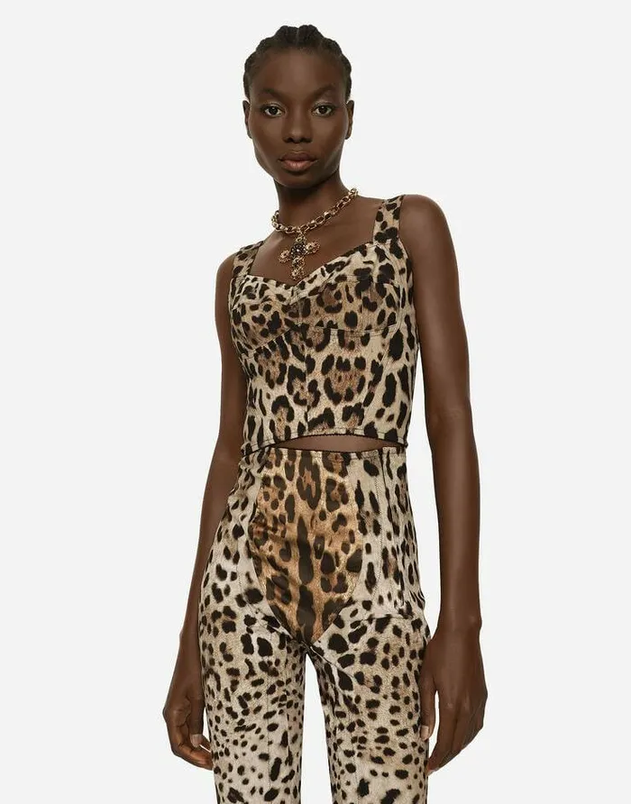 Dolce and Gabbana Shirts And Tops Women KIM DOLCEandGABBANA Leopardprint Marquisette Corset Animal Print Dolce and Gabbana Shirts And Tops Women KIM DOLCEandGABBANA Leopardprint Marquisette Corset Animal Print