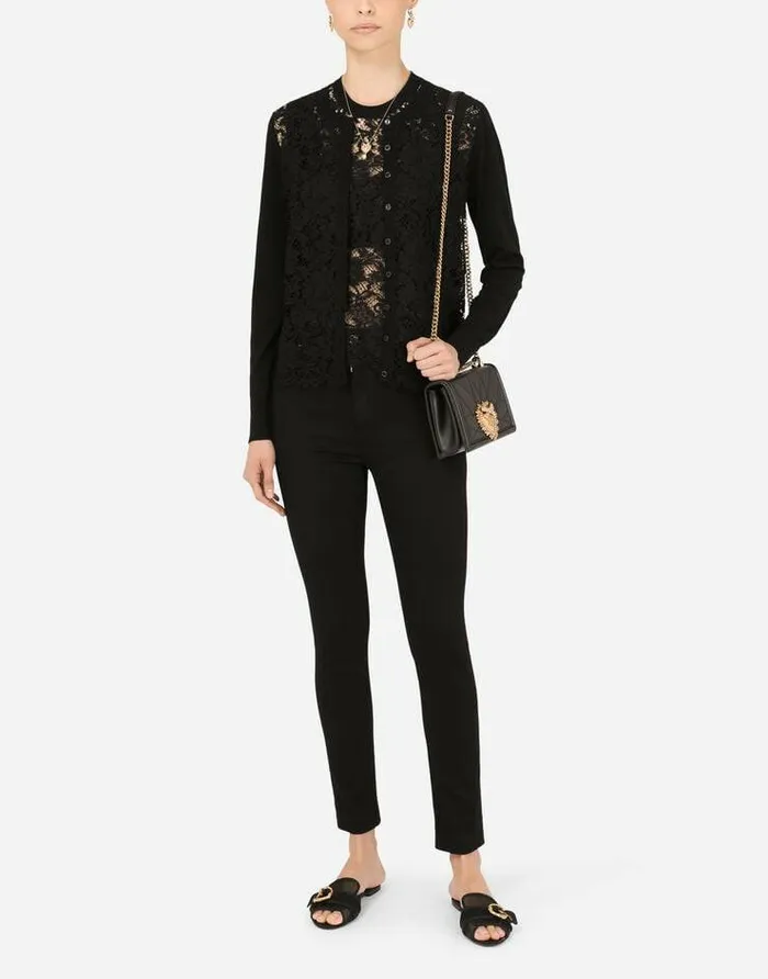 Dolce and Gabbana Shirts And Tops Women Sleeveless Wool And Lace Sweater Black Dolce and Gabbana Shirts And Tops Women Sleeveless Wool And Lace Sweater Black