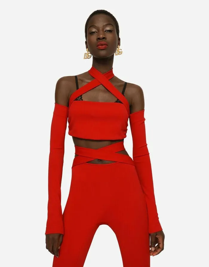 Dolce and Gabbana Shirts And Tops Women Viscose Top With Sleeve Details Red Dolce and Gabbana Shirts And Tops Women Viscose Top With Sleeve Details Red
