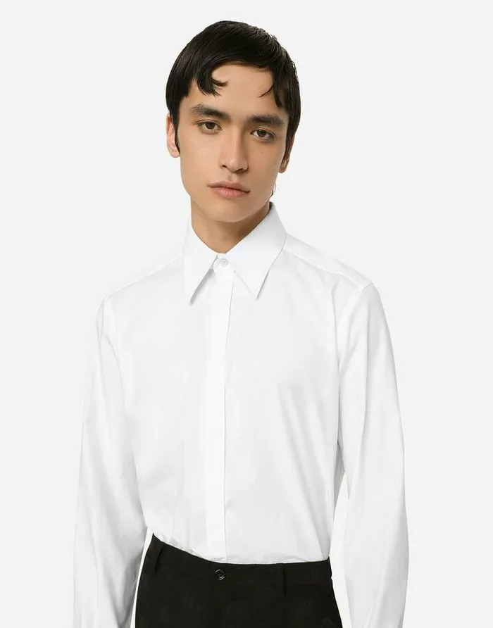 Dolce and Gabbana Shirts Men Cotton Martinifit Shirt White Dolce and Gabbana Shirts Men Cotton Martinifit Shirt White