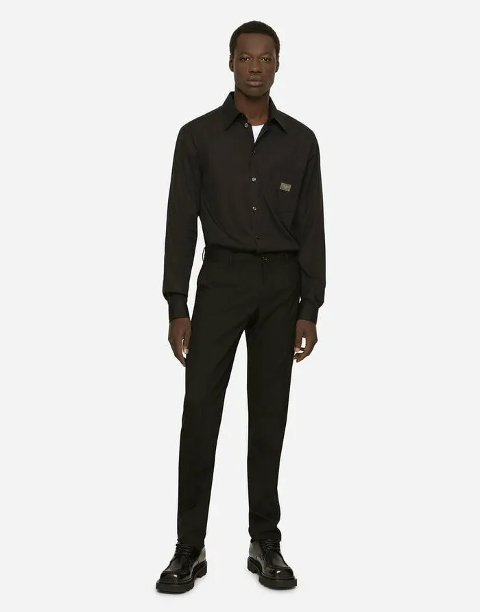 Dolce and Gabbana Shirts Men Cotton Martinifit Shirt With Branded Tag Black Dolce and Gabbana Shirts Men Cotton Martinifit Shirt With Branded Tag Black