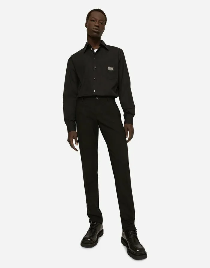 Dolce and Gabbana Shirts Men Cotton Martinifit Shirt With Branded Tag Black Dolce and Gabbana Shirts Men Cotton Martinifit Shirt With Branded Tag Black