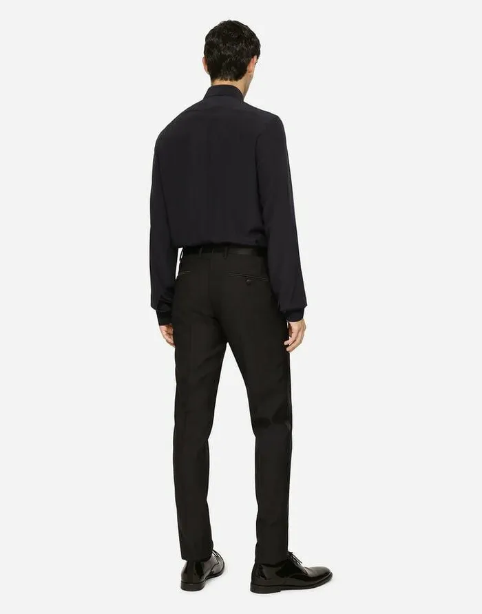 Dolce and Gabbana Shirts Men Silk Crepe De Chine Goldfit Shirt Blue Dolce and Gabbana Shirts Men Silk Crepe De Chine Goldfit Shirt Blue