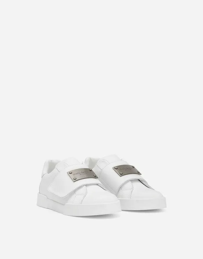 Dolce and Gabbana Shoes 2438 Children Calfskin Portofino Sneakers White Dolce and Gabbana Shoes 2438 Children Calfskin Portofino Sneakers White