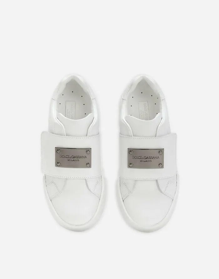 Dolce and Gabbana Shoes 2438 Children Calfskin Portofino Sneakers White Dolce and Gabbana Shoes 2438 Children Calfskin Portofino Sneakers White