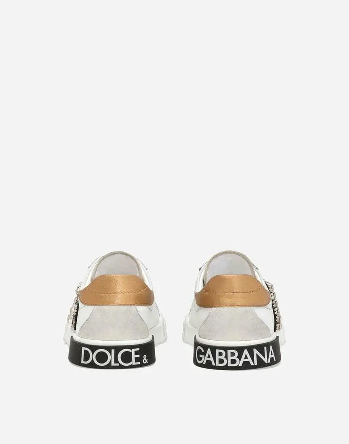 Dolce and Gabbana Shoes 2438 Children Portofino Vintage Calfskin Sneakers White Dolce and Gabbana Shoes 2438 Children Portofino Vintage Calfskin Sneakers White