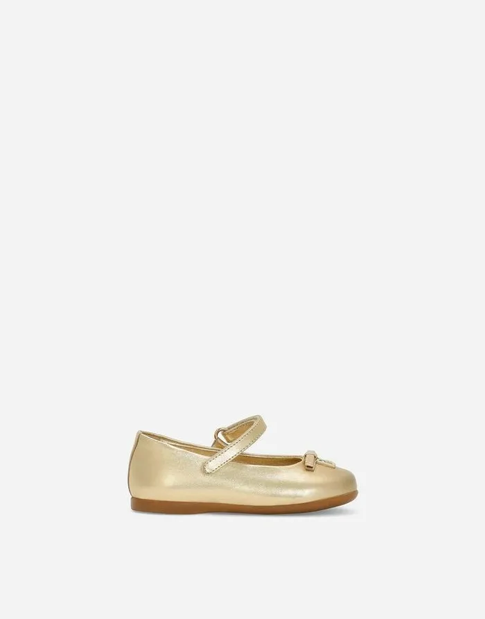 Dolce and Gabbana Shoes For First Steps 1926 Children Foiled Nappa Leather Ballet Flats Gold Dolce and Gabbana Shoes For First Steps 1926 Children Foiled Nappa Leather Ballet Flats Gold