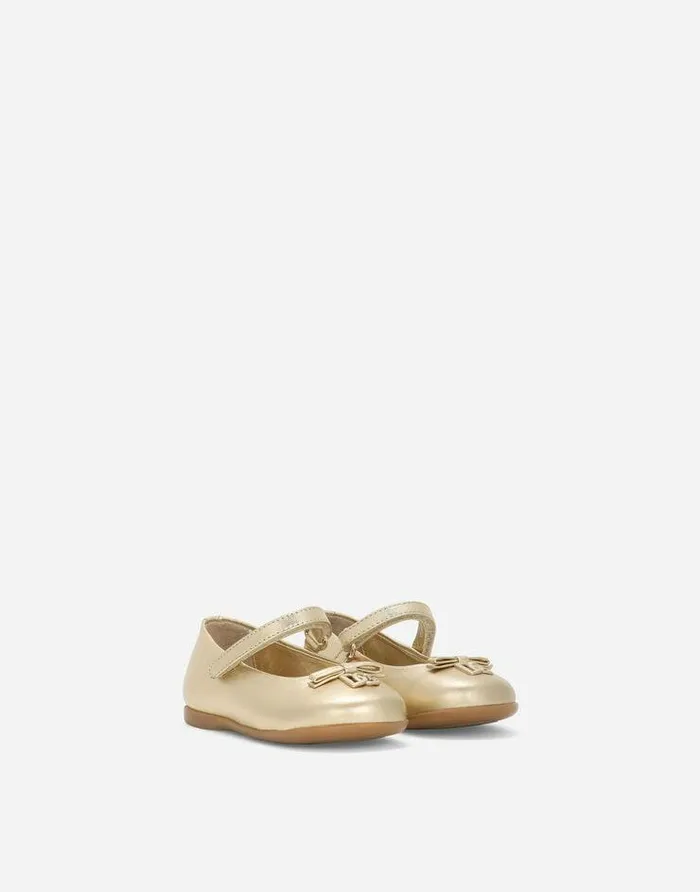 Dolce and Gabbana Shoes For First Steps 1926 Children Foiled Nappa Leather Ballet Flats Gold Dolce and Gabbana Shoes For First Steps 1926 Children Foiled Nappa Leather Ballet Flats Gold