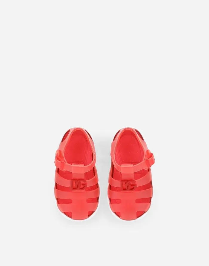 Dolce and Gabbana Shoes For First Steps 1926 Children Rubber Sandals With DG Logo Red Dolce and Gabbana Shoes For First Steps 1926 Children Rubber Sandals With DG Logo Red