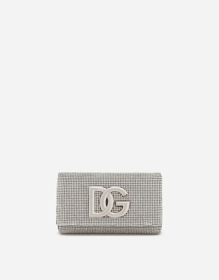 Dolce and Gabbana Shoulder And Crossbody Bags Women DG Logo Bag In Crystal Mesh Silver Dolce and Gabbana Shoulder And Crossbody Bags Women DG Logo Bag In Crystal Mesh Silver