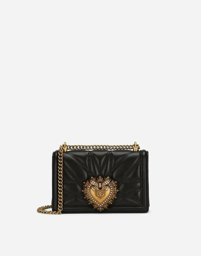 Dolce and Gabbana Shoulder And Crossbody Bags Women Medium Devotion Bag In Quilted Nappa Leather Black Dolce and Gabbana Shoulder And Crossbody Bags Women Medium Devotion Bag In Quilted Nappa Leather Black