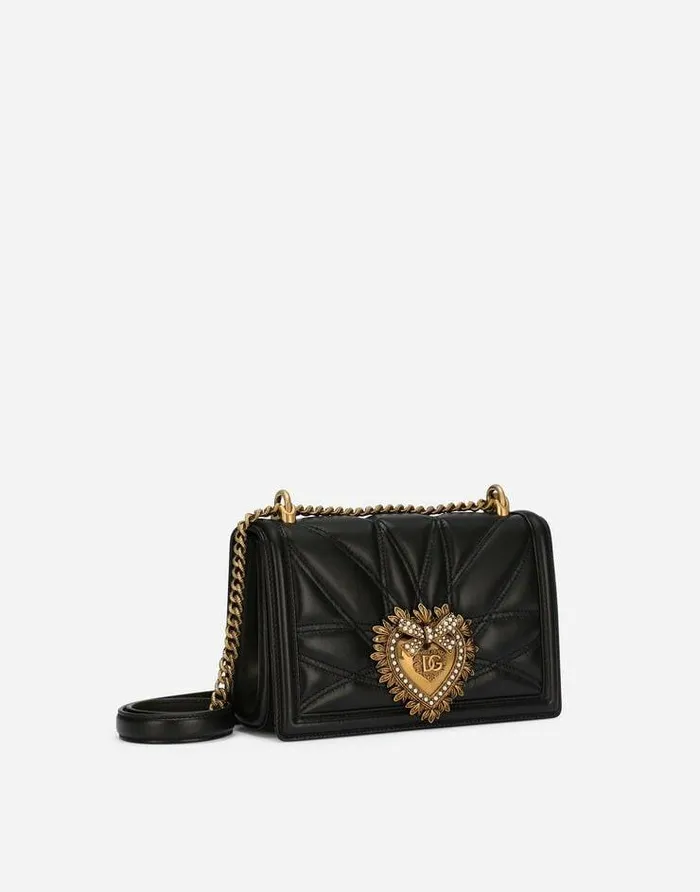 Dolce and Gabbana Shoulder And Crossbody Bags Women Medium Devotion Bag In Quilted Nappa Leather Black Dolce and Gabbana Shoulder And Crossbody Bags Women Medium Devotion Bag In Quilted Nappa Leather Black