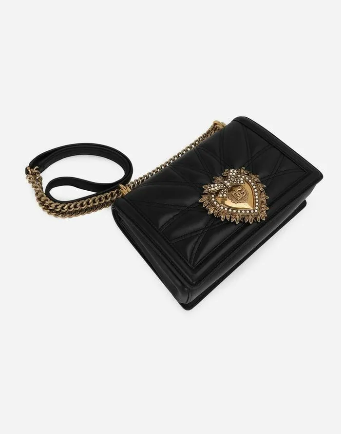 Dolce and Gabbana Shoulder And Crossbody Bags Women Medium Devotion Bag In Quilted Nappa Leather Black Dolce and Gabbana Shoulder And Crossbody Bags Women Medium Devotion Bag In Quilted Nappa Leather Black