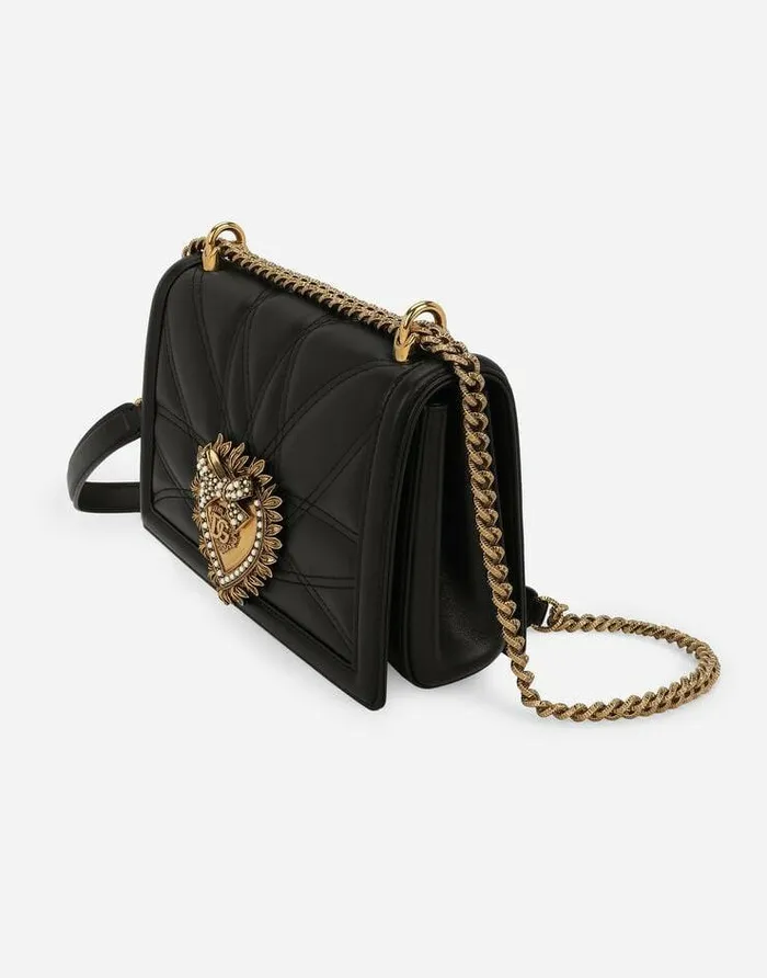 Dolce and Gabbana Shoulder And Crossbody Bags Women Medium Devotion Bag In Quilted Nappa Leather Black Dolce and Gabbana Shoulder And Crossbody Bags Women Medium Devotion Bag In Quilted Nappa Leather Black