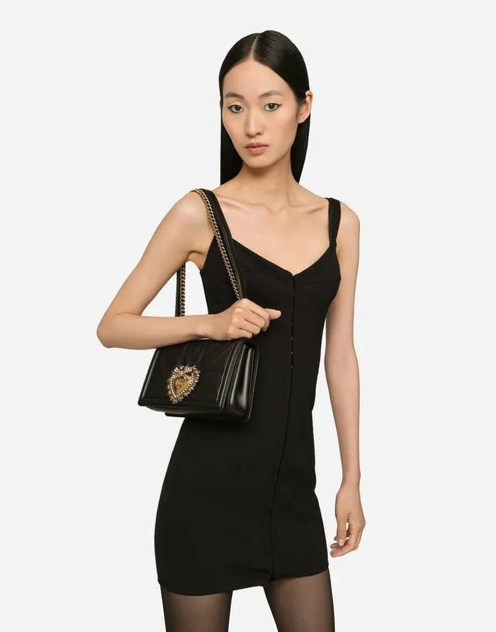 Dolce and Gabbana Shoulder And Crossbody Bags Women Medium Devotion Bag In Quilted Nappa Leather Black Dolce and Gabbana Shoulder And Crossbody Bags Women Medium Devotion Bag In Quilted Nappa Leather Black