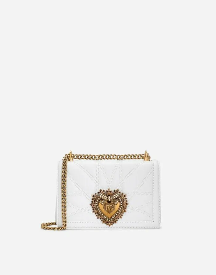 Dolce and Gabbana Shoulder And Crossbody Bags Women Medium Devotion Bag In Quilted Nappa Leather White Dolce and Gabbana Shoulder And Crossbody Bags Women Medium Devotion Bag In Quilted Nappa Leather White