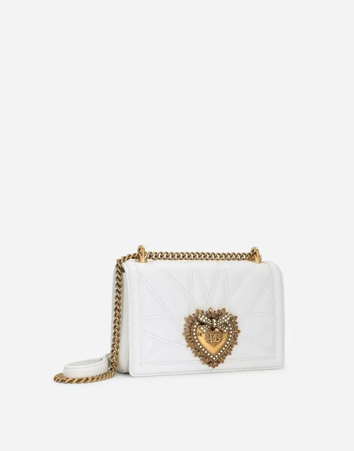 Dolce and Gabbana Shoulder And Crossbody Bags Women Medium Devotion Bag In Quilted Nappa Leather White Dolce and Gabbana Shoulder And Crossbody Bags Women Medium Devotion Bag In Quilted Nappa Leather White