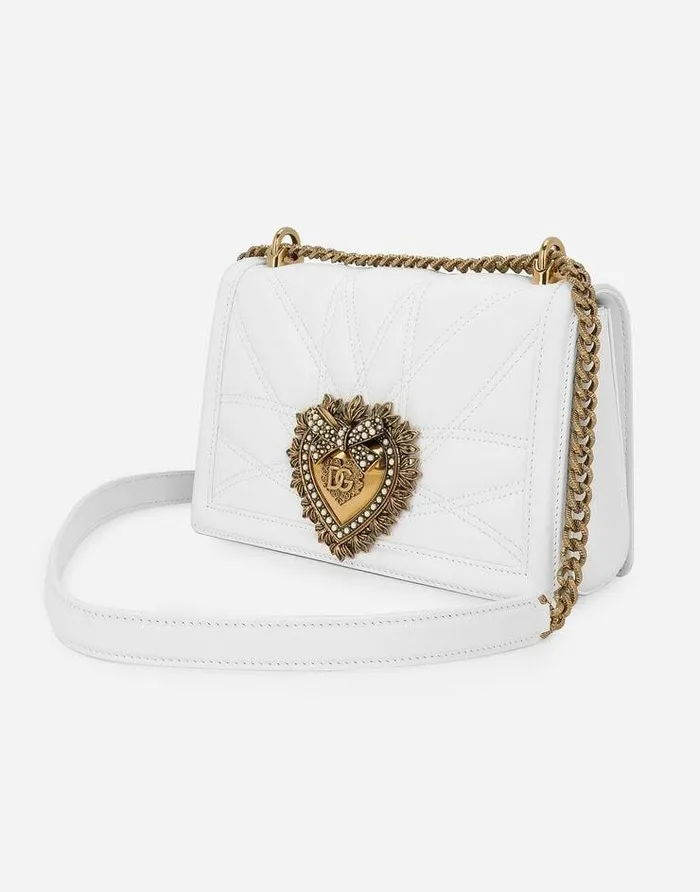 Dolce and Gabbana Shoulder And Crossbody Bags Women Medium Devotion Bag In Quilted Nappa Leather White Dolce and Gabbana Shoulder And Crossbody Bags Women Medium Devotion Bag In Quilted Nappa Leather White