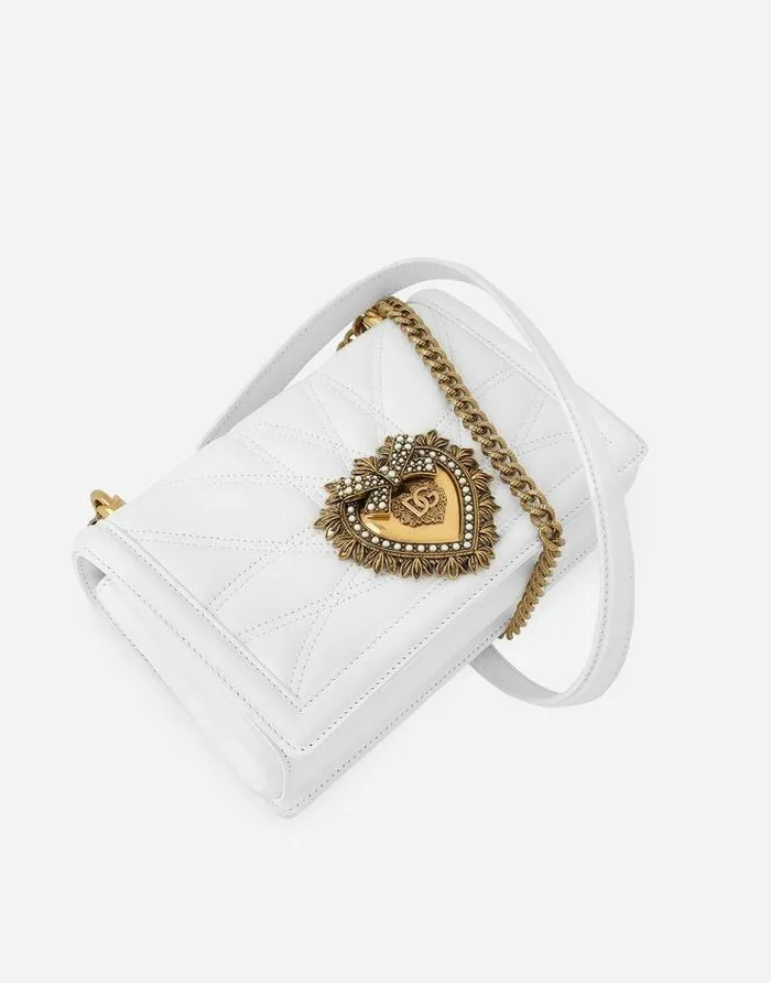 Dolce and Gabbana Shoulder And Crossbody Bags Women Medium Devotion Bag In Quilted Nappa Leather White Dolce and Gabbana Shoulder And Crossbody Bags Women Medium Devotion Bag In Quilted Nappa Leather White