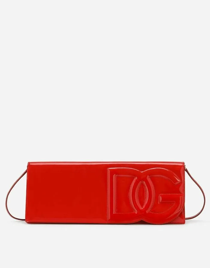 Dolce and Gabbana Shoulder And Crossbody Bags Women Patent Leather DG Logo Baguette Bag Red Dolce and Gabbana Shoulder And Crossbody Bags Women Patent Leather DG Logo Baguette Bag Red