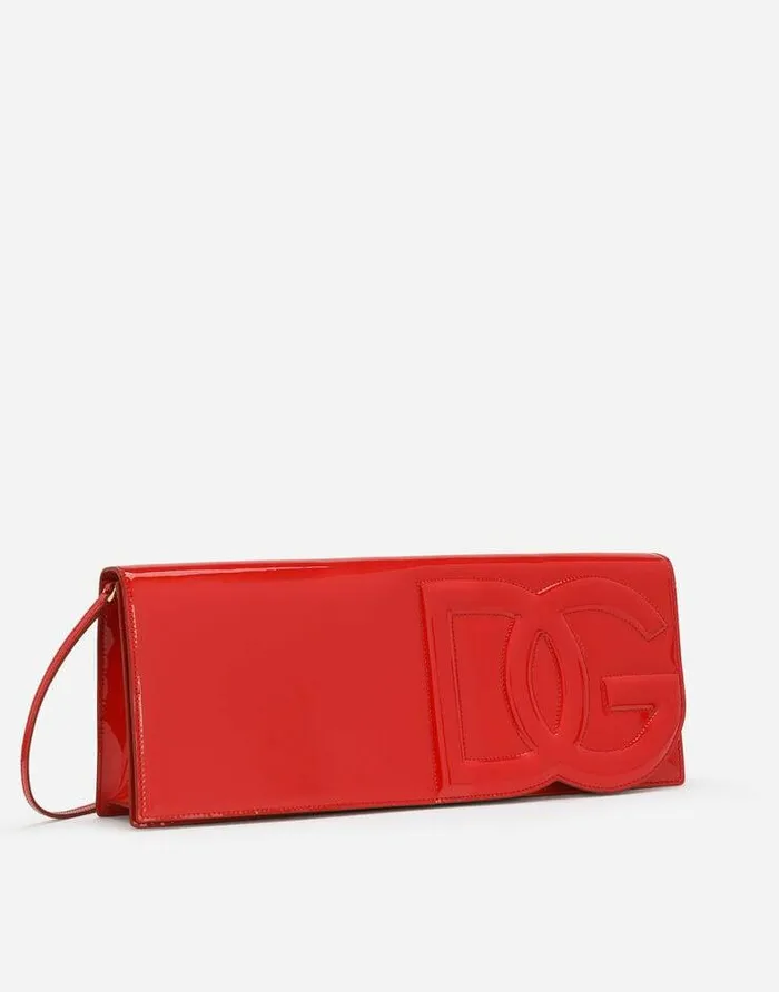 Dolce and Gabbana Shoulder And Crossbody Bags Women Patent Leather DG Logo Baguette Bag Red Dolce and Gabbana Shoulder And Crossbody Bags Women Patent Leather DG Logo Baguette Bag Red
