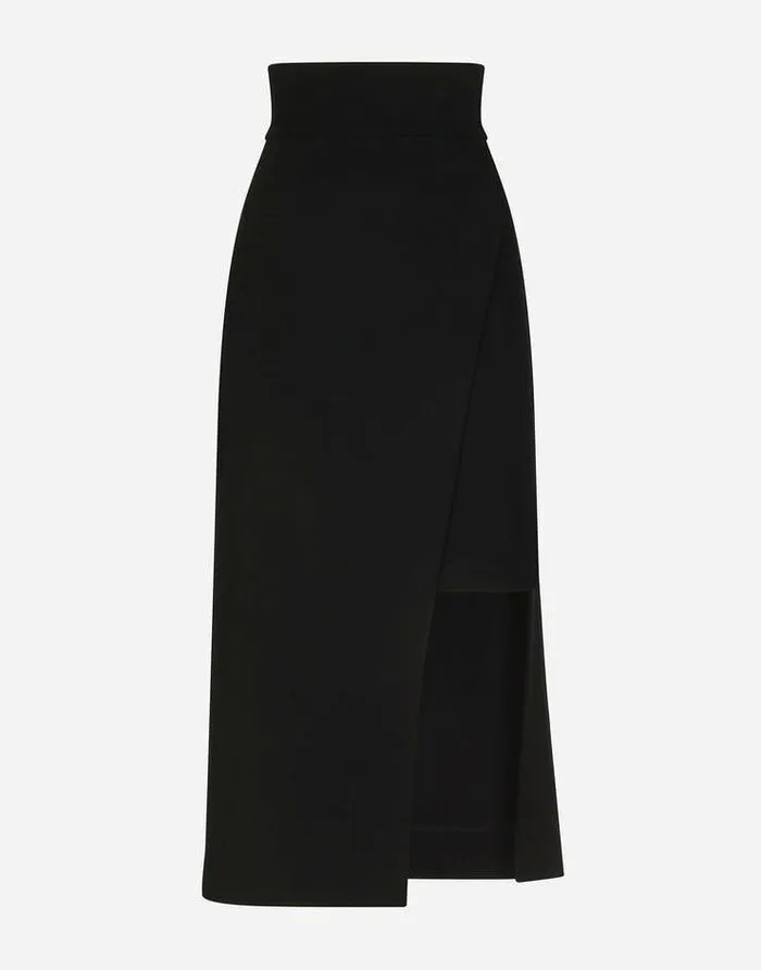 Dolce and Gabbana Skirts Women Calflength Skirt With Jersey Mini Skirt Black