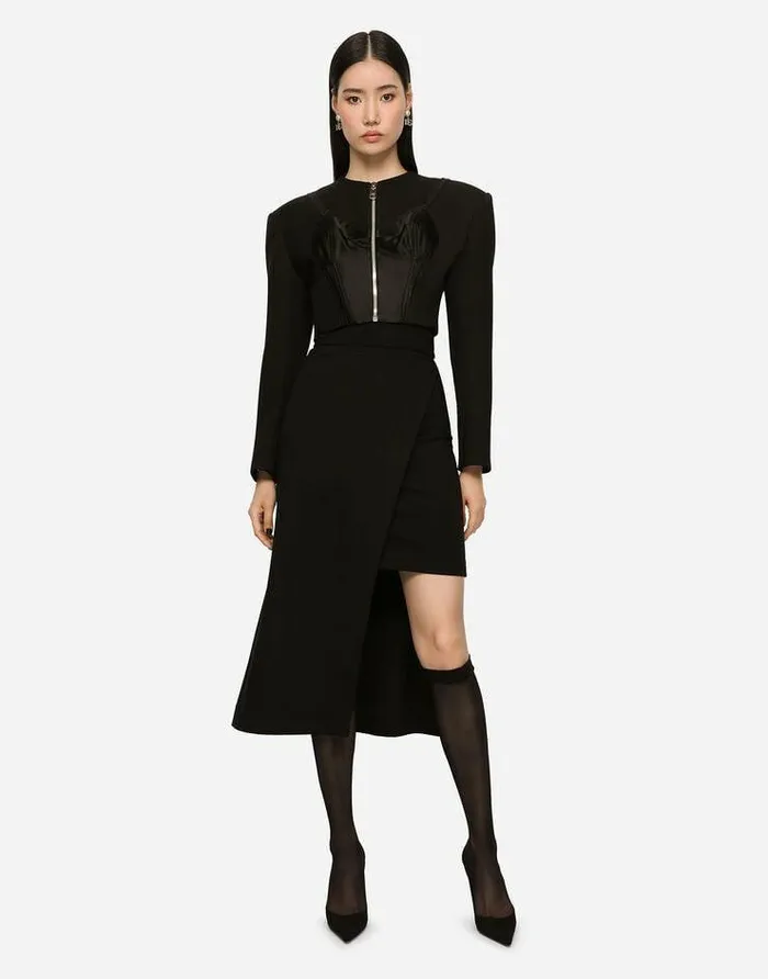 Dolce and Gabbana Skirts Women Calflength Skirt With Jersey Mini Skirt Black Dolce and Gabbana Skirts Women Calflength Skirt With Jersey Mini Skirt Black