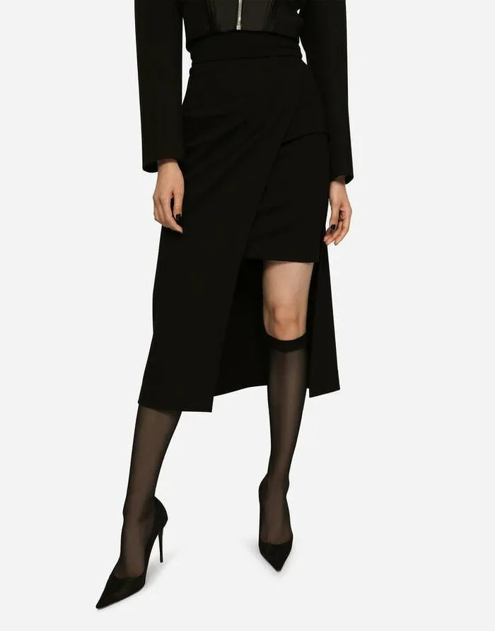 Dolce and Gabbana Skirts Women Calflength Skirt With Jersey Mini Skirt Black Dolce and Gabbana Skirts Women Calflength Skirt With Jersey Mini Skirt Black