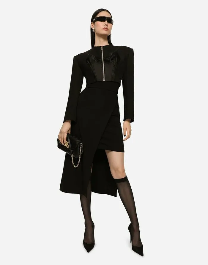 Dolce and Gabbana Skirts Women Calflength Skirt With Jersey Mini Skirt Black Dolce and Gabbana Skirts Women Calflength Skirt With Jersey Mini Skirt Black