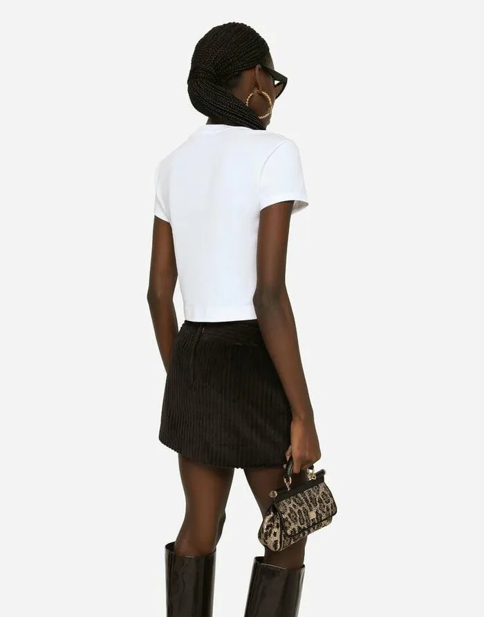 Dolce and Gabbana Skirts Women Corduroy Miniskirt With Logo Tag Brown Dolce and Gabbana Skirts Women Corduroy Miniskirt With Logo Tag Brown