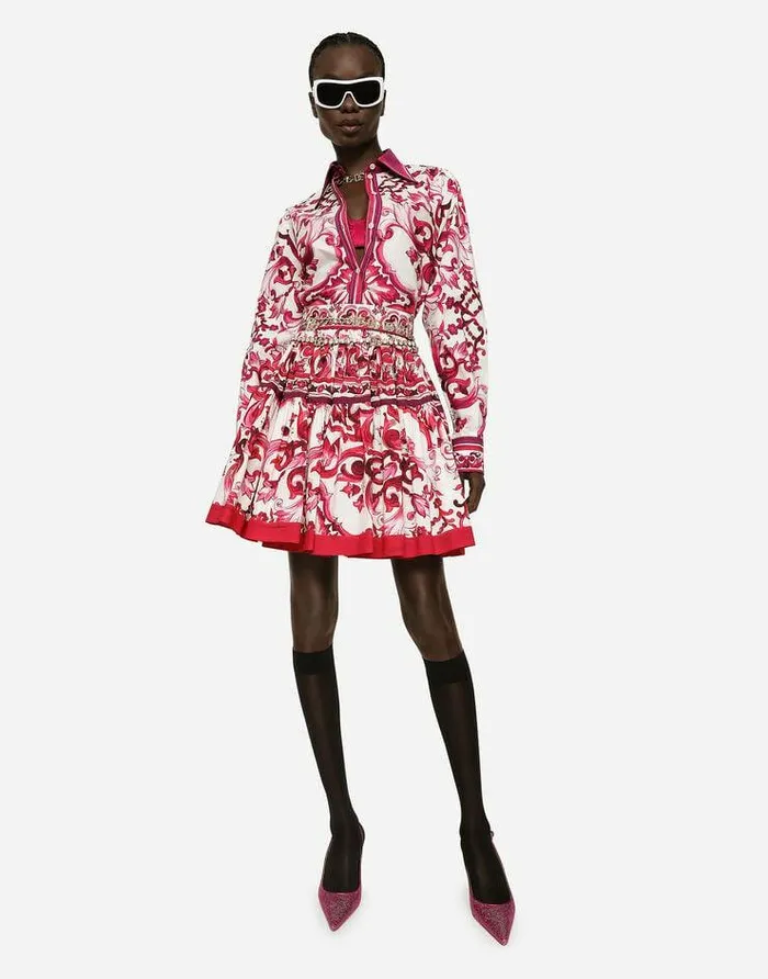 Dolce and Gabbana Skirts Women Short Majolicaprint Poplin Skirt Multicolor Dolce and Gabbana Skirts Women Short Majolicaprint Poplin Skirt Multicolor