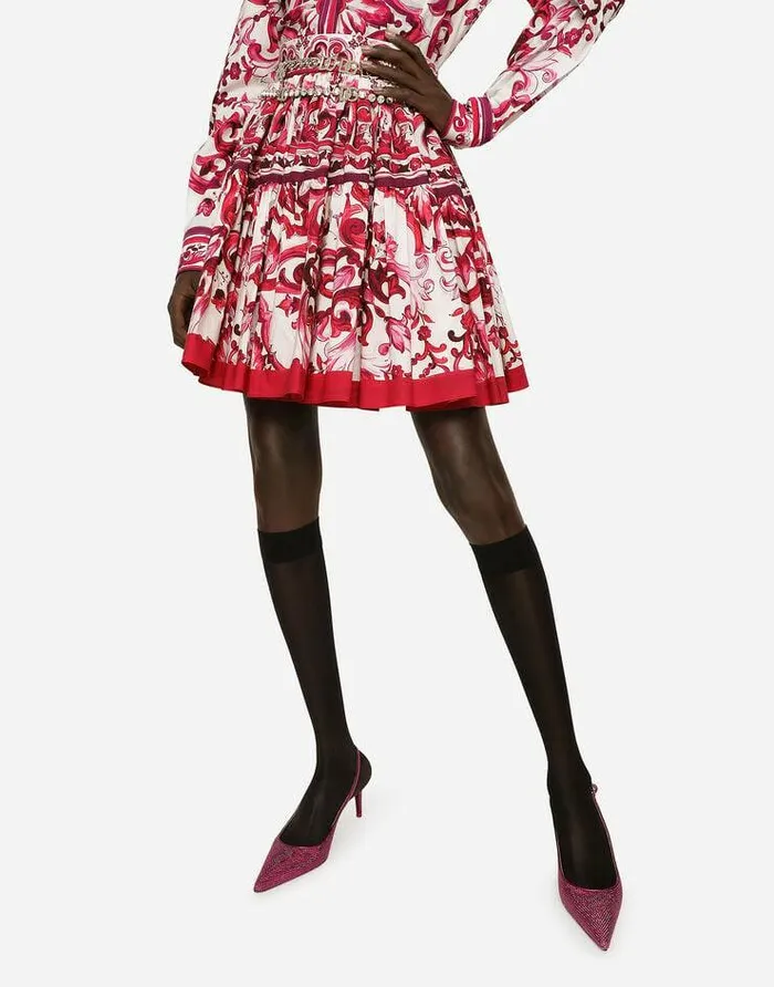 Dolce and Gabbana Skirts Women Short Majolicaprint Poplin Skirt Multicolor Dolce and Gabbana Skirts Women Short Majolicaprint Poplin Skirt Multicolor