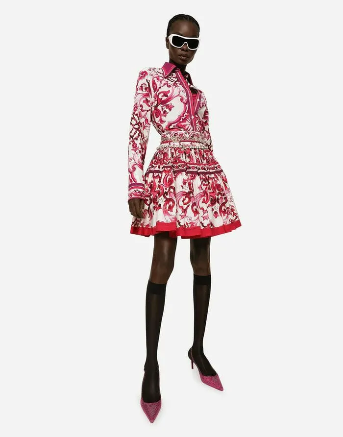 Dolce and Gabbana Skirts Women Short Majolicaprint Poplin Skirt Multicolor Dolce and Gabbana Skirts Women Short Majolicaprint Poplin Skirt Multicolor