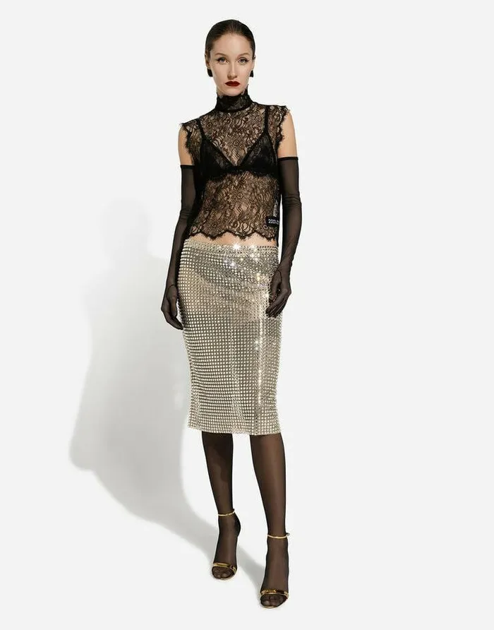 Dolce and Gabbana Skirts Women Tulle Calflength Skirt With Allover Fusible Rhinestone Embellishment Crystal Dolce and Gabbana Skirts Women Tulle Calflength Skirt With Allover Fusible Rhinestone Embellishment Crystal