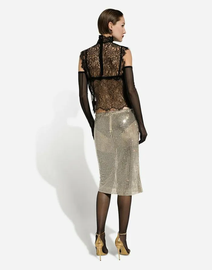 Dolce and Gabbana Skirts Women Tulle Calflength Skirt With Allover Fusible Rhinestone Embellishment Crystal Dolce and Gabbana Skirts Women Tulle Calflength Skirt With Allover Fusible Rhinestone Embellishment Crystal