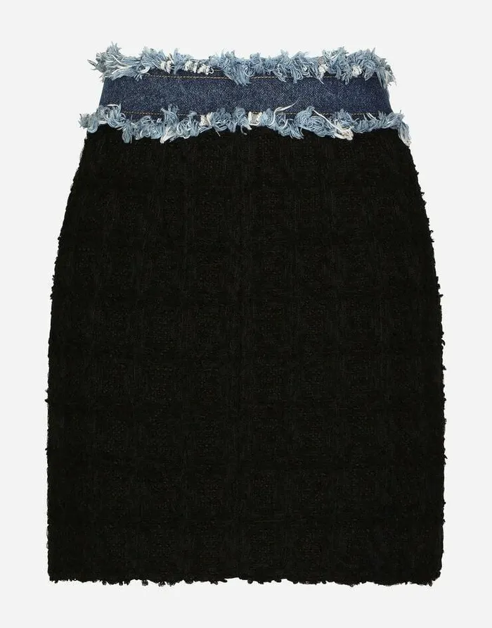Dolce and Gabbana Skirts Women Tweed And Denim Miniskirt Multicolor