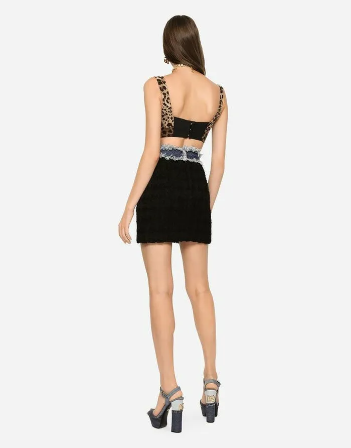 Dolce and Gabbana Skirts Women Tweed And Denim Miniskirt Multicolor Dolce and Gabbana Skirts Women Tweed And Denim Miniskirt Multicolor