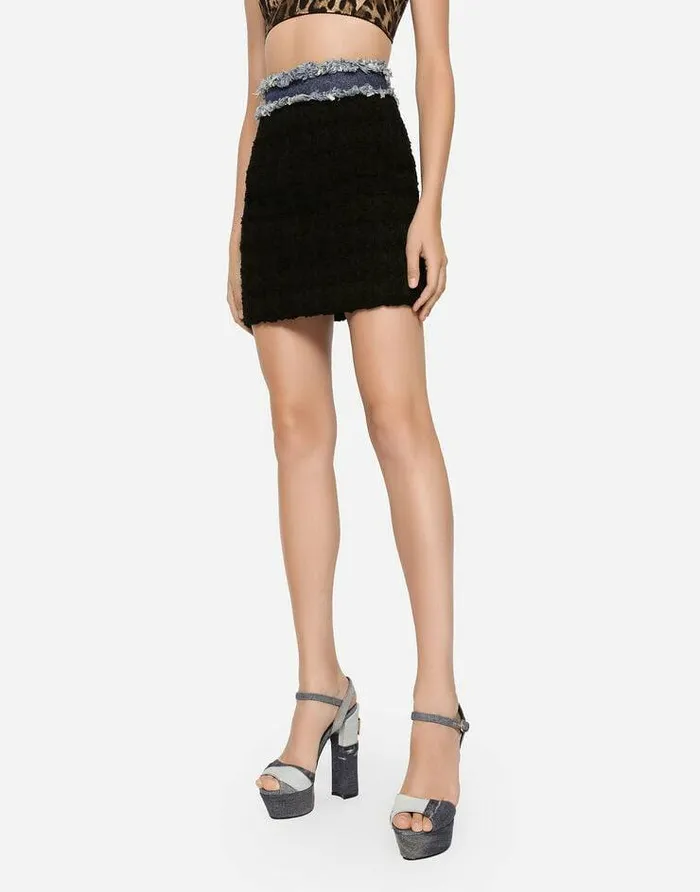 Dolce and Gabbana Skirts Women Tweed And Denim Miniskirt Multicolor Dolce and Gabbana Skirts Women Tweed And Denim Miniskirt Multicolor