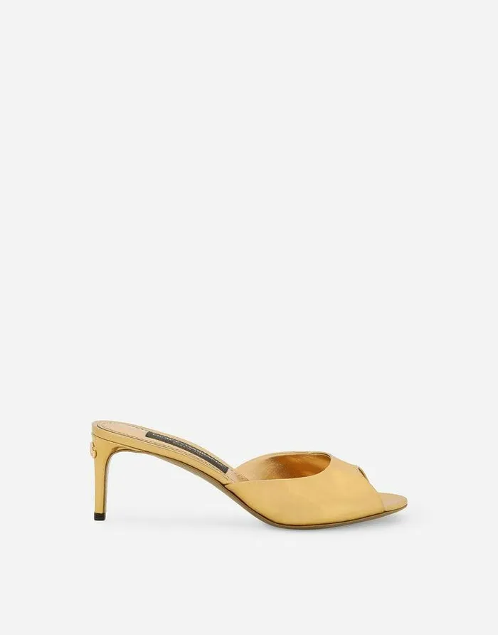 Dolce and Gabbana Slides And Mules Women Calfskin Mules Gold