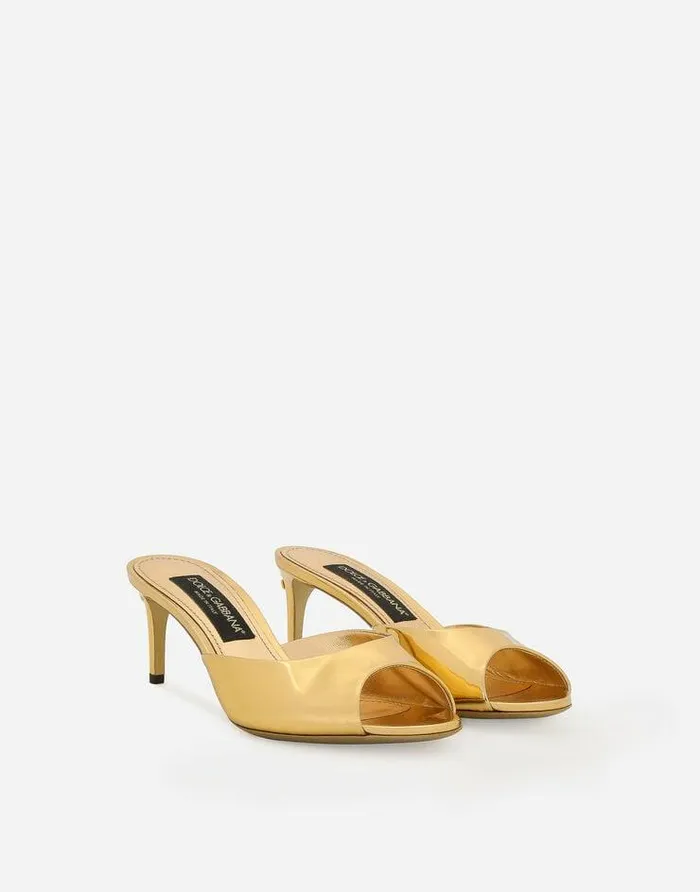 Dolce and Gabbana Slides And Mules Women Calfskin Mules Gold Dolce and Gabbana Slides And Mules Women Calfskin Mules Gold
