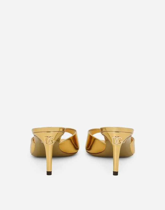 Dolce and Gabbana Slides And Mules Women Calfskin Mules Gold Dolce and Gabbana Slides And Mules Women Calfskin Mules Gold