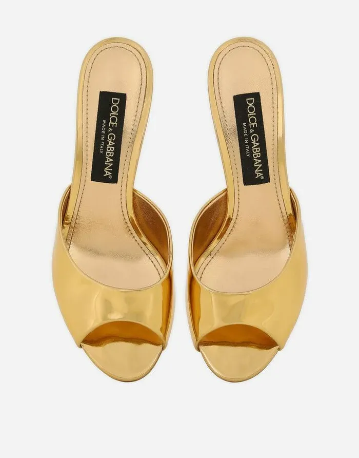 Dolce and Gabbana Slides And Mules Women Calfskin Mules Gold Dolce and Gabbana Slides And Mules Women Calfskin Mules Gold
